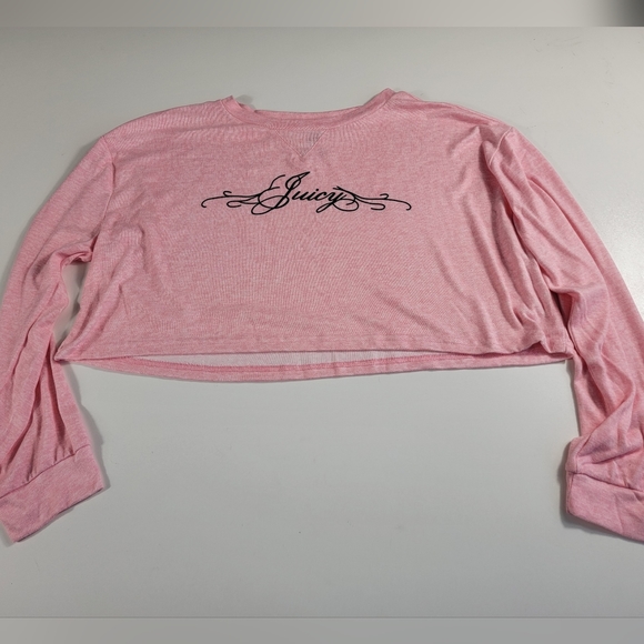 juicy by juicy couture Crop Top y2k soft Relaxed fit pink Long Sleeve XL - Picture 3 of 6